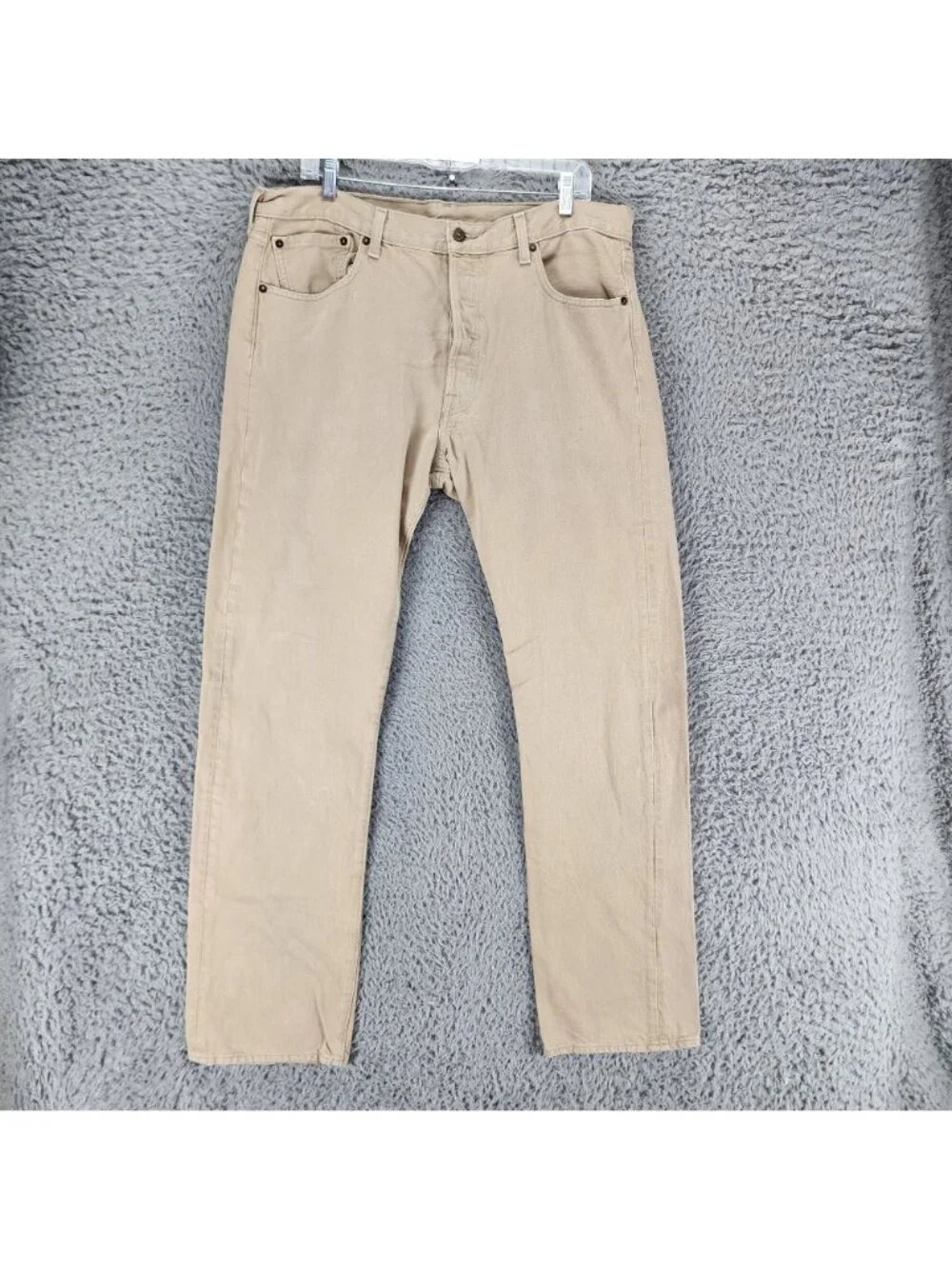 Levis Jeans Mens 36x34 501 Tan Denim Button Fly Classic Straight Leg *Read*